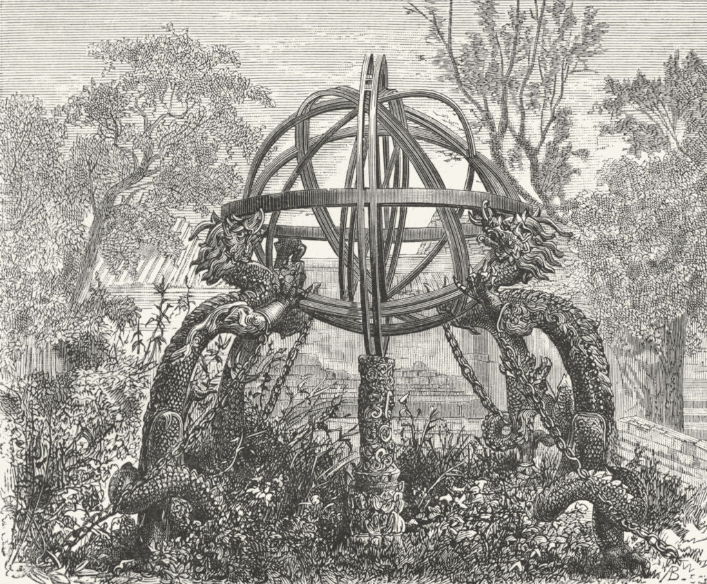 CHINA. Celestial Sphere, observation, Beijing c1885 old antique print picture